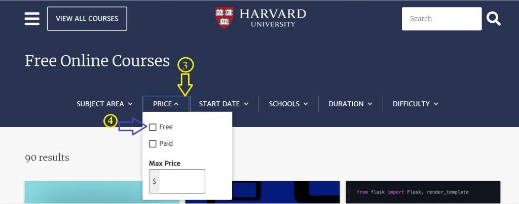 Harvard University कोर्स रजिस्टर स्टेप 2 