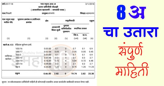 8 अ उतारा म्हणजे काय / ग्रामपंचायत नमुना 8 उतारा